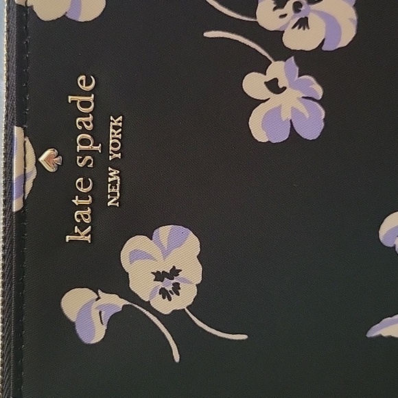 Kate Spade floral double zip nylon & leather large wristlet, NWT... retail $139 - Picture 2 of 9